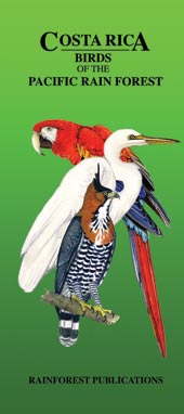 cover of the fold-out pocket field guide for Birds of the Pacific Rain Forest in Costa Rica, from Rainforest Publications